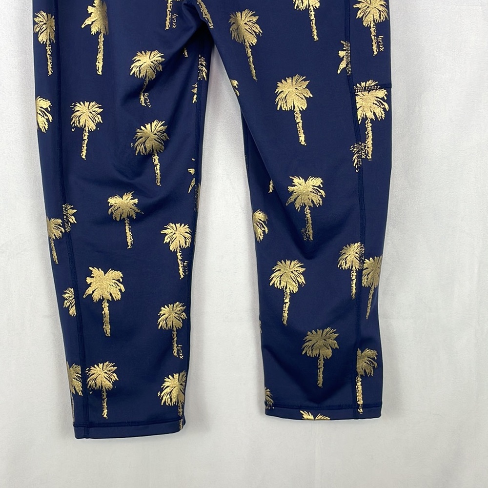 Lilly Pulitzer Navy Leggings with Gold Palm Print - Picture 9 of 16